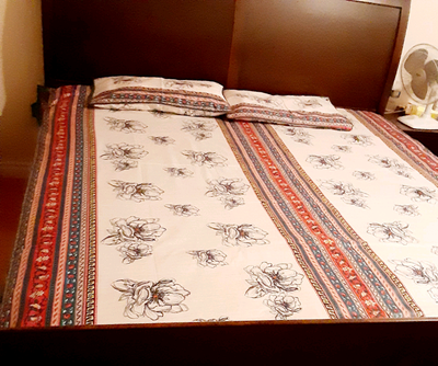 New, queen size cotton flat bedsheet with 2 pillow covers., View more