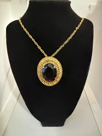 Pendant Necklace - Brooch - Costume Jewelry