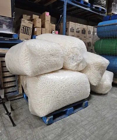 Packing peanuts are small pieces of Styrofoam used to fill up space, provide cushioning, and help pr...