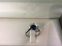 18Kt White Gold, Sapphire, Diamond & Pearl Ring 