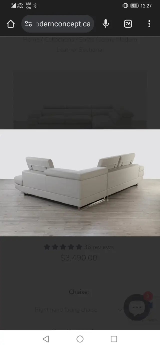 Jenny Modern Cloth Sectional couch in Couches & Futons in Kingston - Image 4