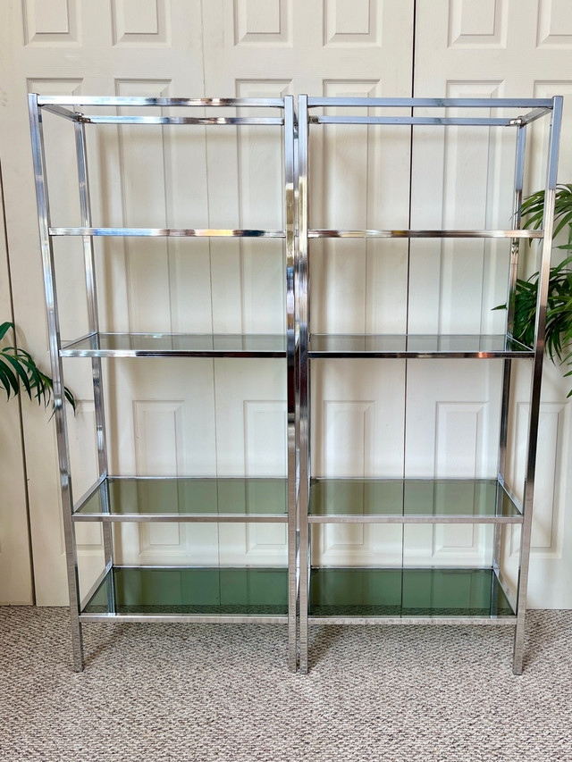Vintage MCM Etagere Chome Smoked Glass 2 for $700  in Hutches & Display Cabinets in City of Toronto - Image 2