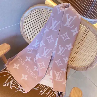 New LV Beige Rose Wool Cashmere Wrap Shawl Scarf, View more