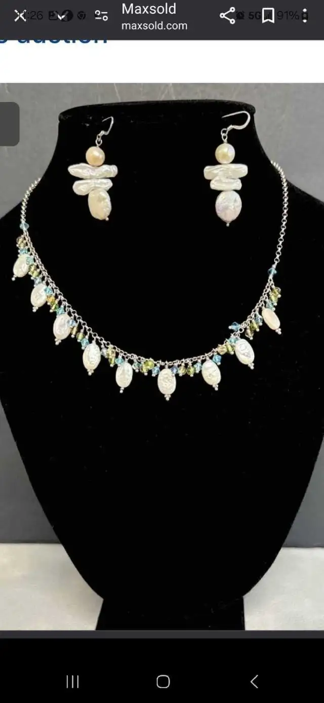 925 Silver and Pearl  Necklace Earrings Jewelry Set - M in Jewellery & Watches in City of Toronto - Image 2