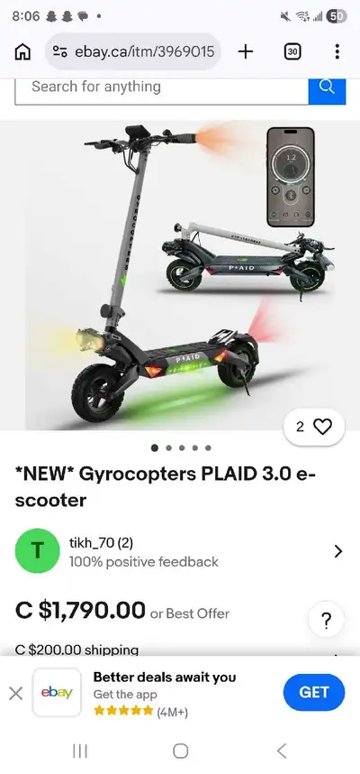 Hi everyone, am selling my new use gyrocopter plaid for 4 months... is in great condition Canada mad...