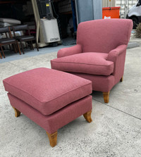 Reupholstered lounge chair and ottoman