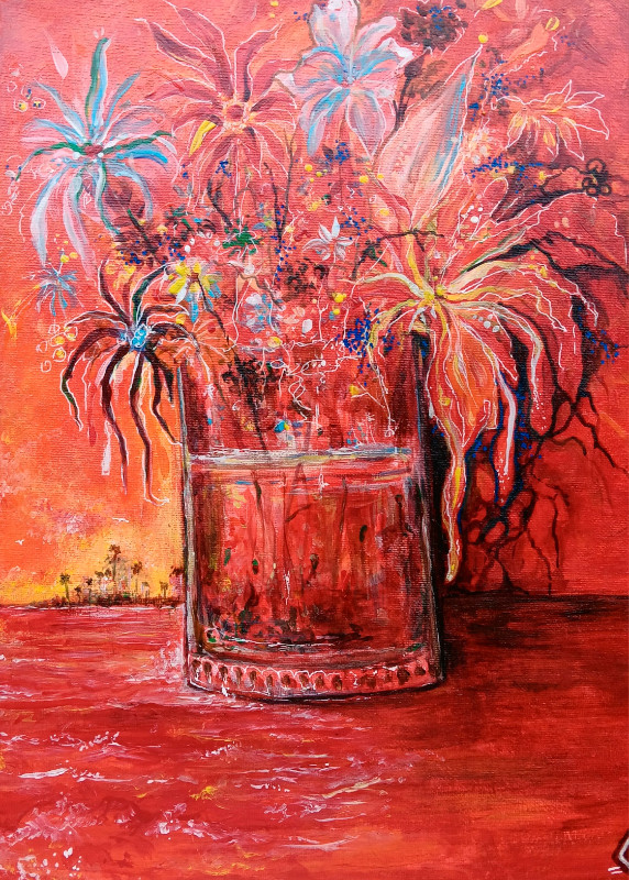 "Tropical Vase"- 16 x 12 in in Arts & Collectibles in Mission - Image 2
