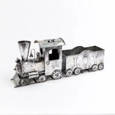 Christmas Train Silver Joy (33" Long) Metal Decor NEW MINT, View more