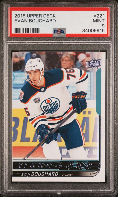 PSA 9 Evan Bouchard Young Guns Rookie Card in Arts & Collectibles in Edmonton