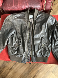 Vintage Brown Leather Bomber/Aviator Jacket Sz Med