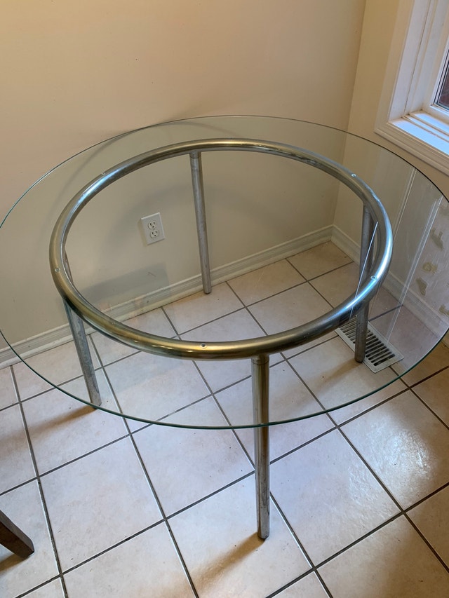 Ikea Glass Top Dining Table with Two Fabric Chairs Dining Tables