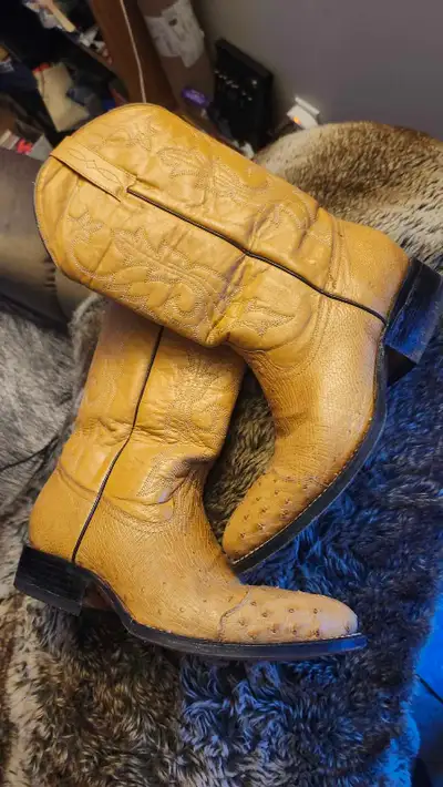 Womens Size 10~ Yellow/Orchre/Tan Ostrich skin COWGirL Boots, View more