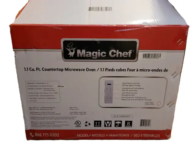 Magic Chef 1.1 cu. ft. Countertop Microwave in White in Microwaves & Cookers in Markham / York Region - Image 5