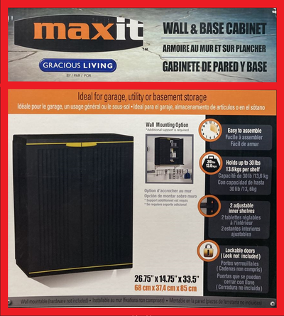 (NEW) MaxIt Heavy Duty Storage Cabinet Black 26.75"x14.75"x33.5", View more