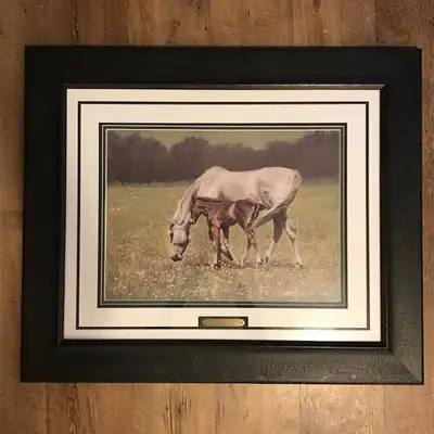 “SUMMER BREEZE” by ADELINE HALVORSON. This professionally and triple raised matted framed signed and...