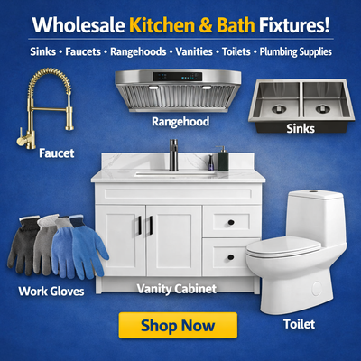 kitchen sink, vanity sinks, faucets, rangehoods, toilets  & more, View more