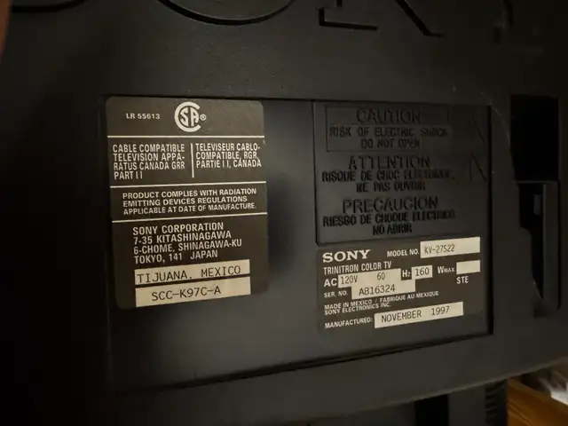 Sony KV-27S22 - retro gaming tv  in TVs in Ottawa - Image 5