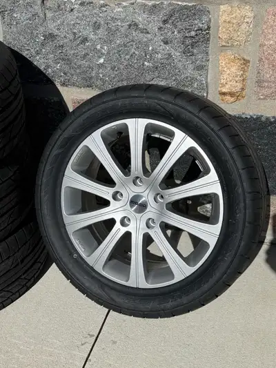 New Nitto NT555G2 225/45R17 mounted and balanced on new Momo 17”x7”glossy silver 5x114 bolt pattern....