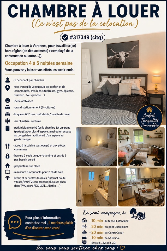 chambre à louer (travailleurs) — photo 1