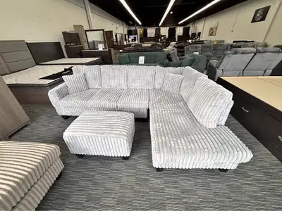6 Seater Corduroy Material Sectional Sofa with Ottoman , View more