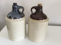 2x Vintage Antique 2 gallon Salt Glaze Crock Jugs 