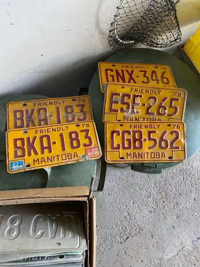 Various mb plates. $10 each. Some have matching pair. $20 pair. Located in lorette mb.