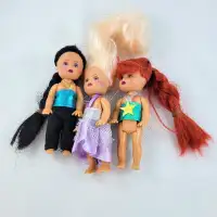 Dolls Small Mermaid Long Hair Set Of 3 Doll Toy Princess Blonde