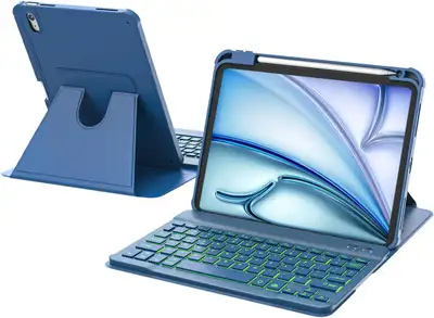 Dark Blue iPad Air 11" Case w/ Backlit Keyboard, View more