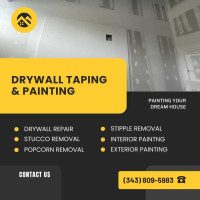 Drywall installation, mudding/taping/stipple removal