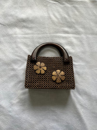 Handmade vintage wooden handwoven bag