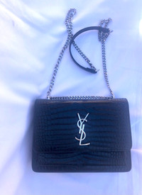 Design Sunset Chain Bag (Small, croc, black, NEW)