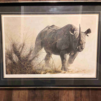 Robert Bateman- Charging Rhino print