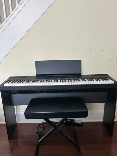 Yamaha 88 Key Digital Piano Black with Stand, Bench & Pedal, View more