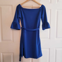 Ruffled Sleeves Blue Luxe Dress