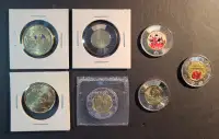 Canada set of 7 Commemorative coins, UNC mint. $12 face value