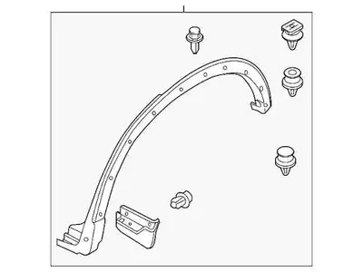 Various parts: Front left wheel opening molding - KD53-51W60C-8N ~50$ Left front door lower molding...