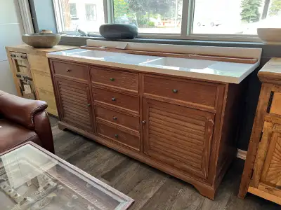 BRAND NEW Solid Teak 3 Drawer 2 Door Double Vanity - Acrylic Top, View more