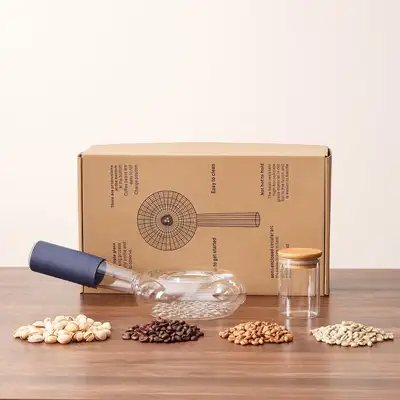 Portable glass coffee bean roaster - High borosilicate glass manual home coffee roasting kit, suitab...