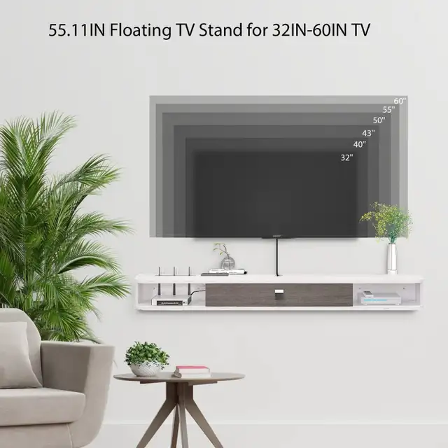 Floating TV Unit, 55'' Wall Mounted TV Cabinet in TV Tables & Entertainment Units in Markham / York Region - Image 5