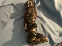 Large Vtg Ceramic Numbered Owl Sculpture with a Bronze Finish