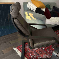 IKEA poang leather chair and footrest 