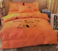 Orange Snoopy Duvet Cover Set, Double Size