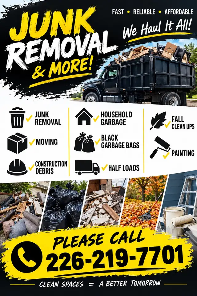  JUNK REMOVAL, MOVING & CLEANUPS! 