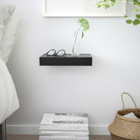 2x Black Floating Shelves (Ikea - Lack)