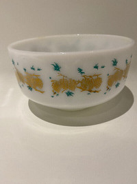 BOL VINTAGE BOWL RETRO MIDCENTURY FEDERAL GLASS GOLDEN PINES