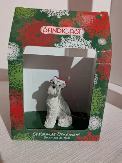 Schnauzer dog Christmas tree ornament hand painted, View more