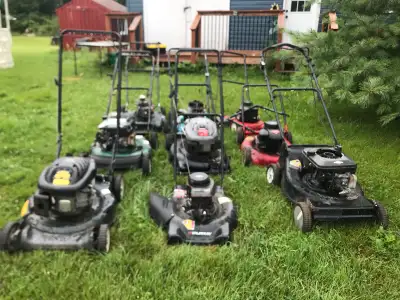 Located in upper nine mile river. Sorry no holds without a e-transfer Nine lawnmowers for parts or r...