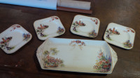 5 Pc Appetizer Tray, 4 Small Plates, Woods Ivory, Ann Hathoway's