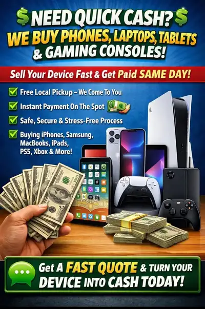 Needs Quick Cash? We Buy Phones, Laptops, Tablets & Gaming Conso, View more