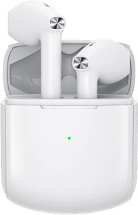 White Bluetooth Earbuds- Waterproof, Hi-Fi Stereo, Mic-Brand New